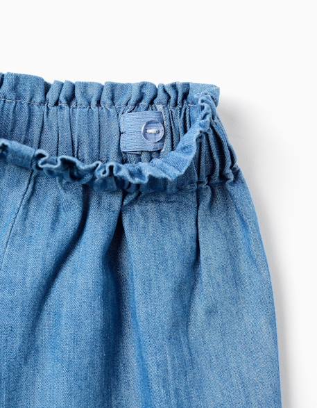 Short paperbag en jean avec nœud décoratif Bleu clair 3 - vertbaudet enfant 