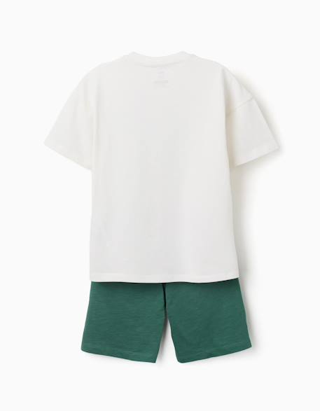 Ensemble t-shirt et short en coton avec imprimé Blanc+Orange sombre 2 - vertbaudet enfant 