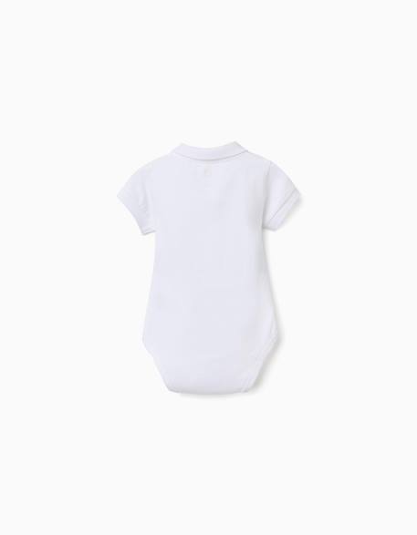 Body polo en coton à rayures Blanc 2 - vertbaudet enfant 