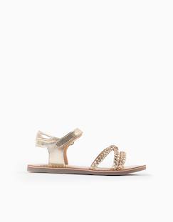 Chaussures-Sandales en cuir avec brides tressées et semelle intérieure rembourrée