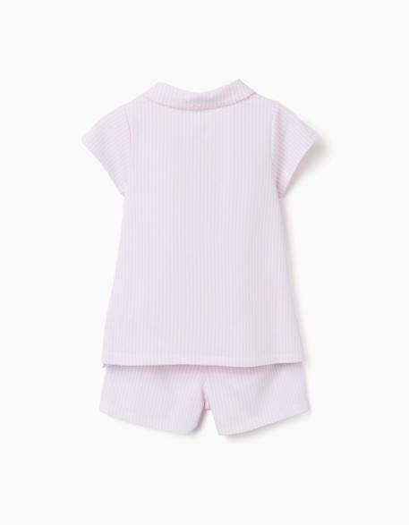 Pyjama à manches courtes en coton à rayures Rose clair 2 - vertbaudet enfant 