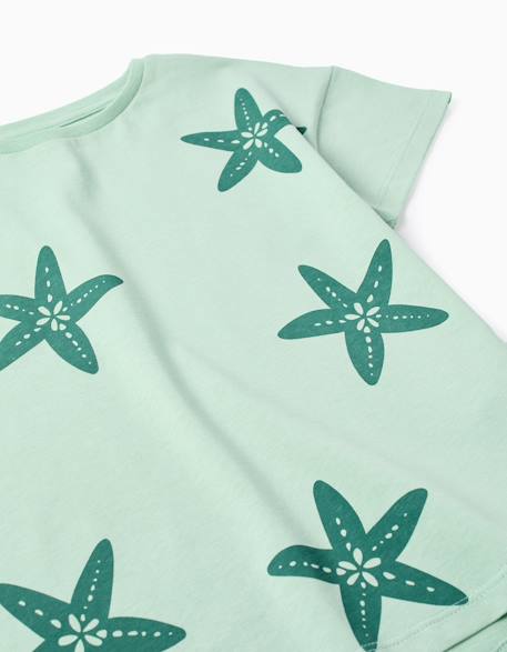 T-shirt en coton avec imprimé étoile de mer Blanc+Jaune clair+Vert clair 10 - vertbaudet enfant 