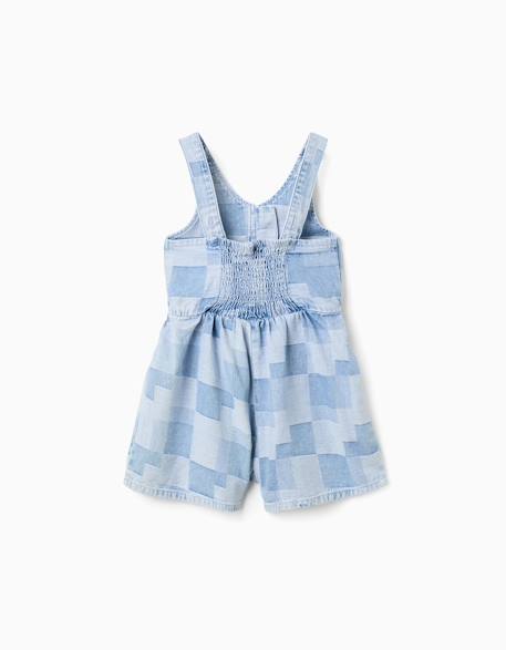 Combishort en jean à carreaux et volants Bleu clair 2 - vertbaudet enfant 