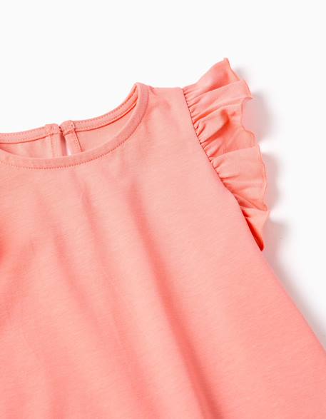 T-shirt avec manches à volants et col rond Beige clair+Corail clair+Jaune clair+Vert clair 6 - vertbaudet enfant 