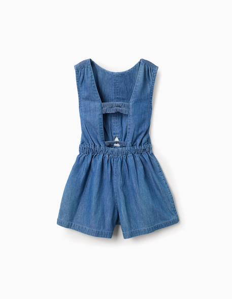 Combishort en jean avec taille élastiquée et découpe Bleu 2 - vertbaudet enfant 