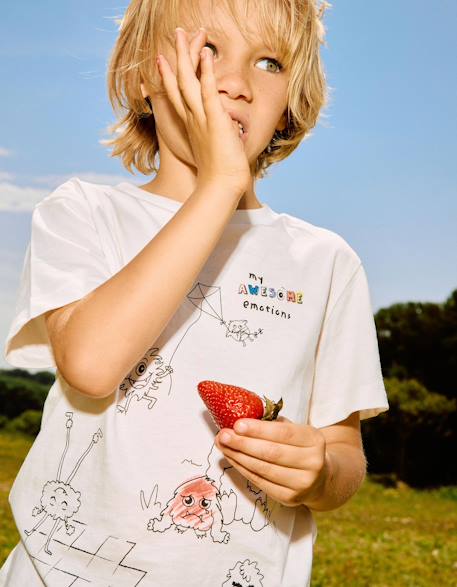 Garçon-T-shirt en coton avec monstres des émotions à colorier
