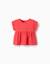 T-shirt en coton avec ourlet à volants Blanc+Rose 4 - vertbaudet enfant 