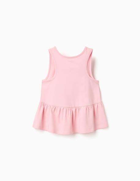 Débardeur en coton avec imprimé stitch Rose clair 3 - vertbaudet enfant 