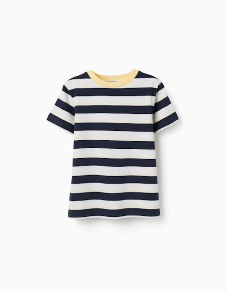 T-shirt en coton à rayures Jaune clair+Vert clair+Vert foncé 1 - vertbaudet enfant 