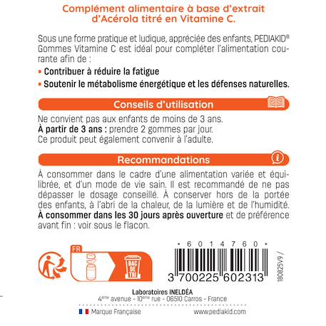 Gommes vitamine c 60 oursons - lot de 3 MULTICOLORE 3 - vertbaudet enfant 