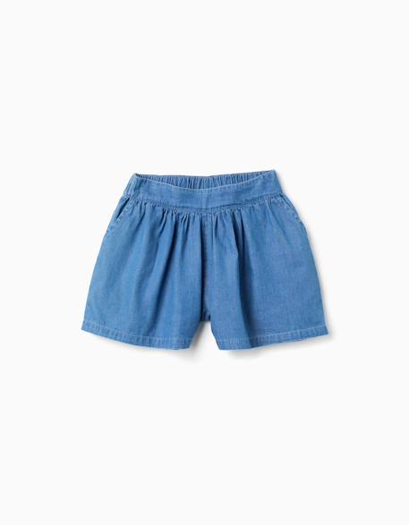 Fille-Short en jean avec taille élastique et poches