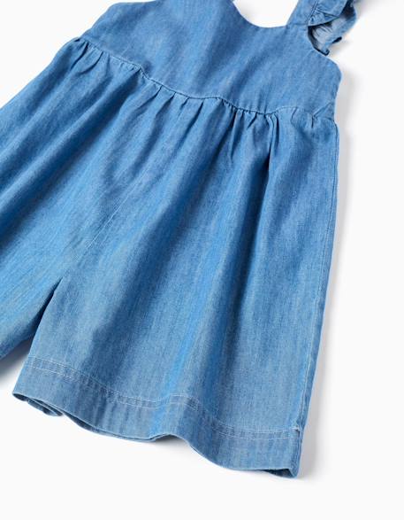 Combishort en jean à jambe large avec bretelles volantées Bleu clair 4 - vertbaudet enfant 