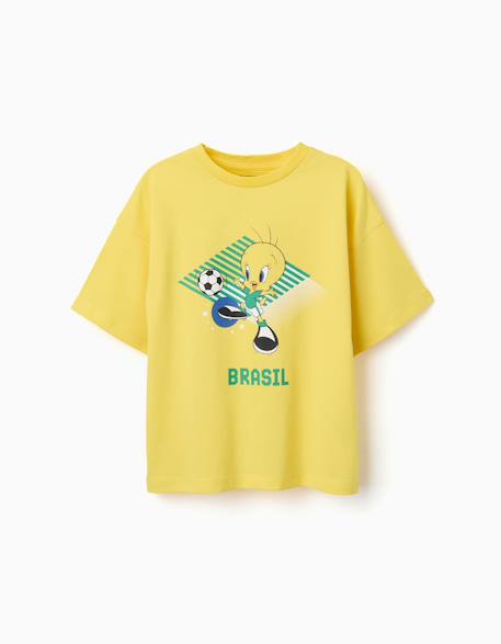 T-shirt en coton avec imprimé titi Jaune clair 1 - vertbaudet enfant 