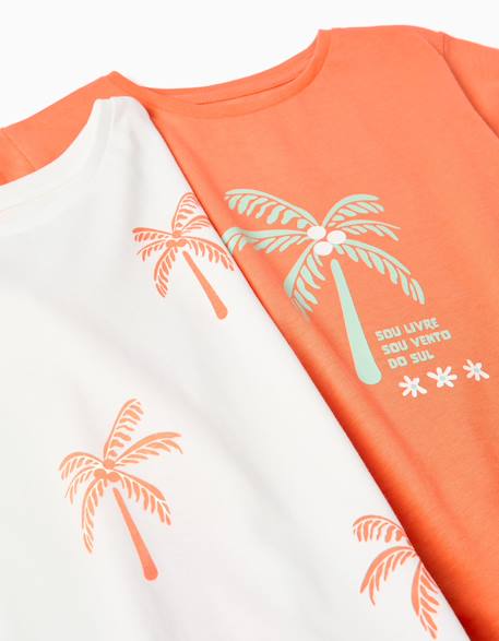 Lot de 2 t-shirts en coton avec imprimés étoiles de mer Jaune clair+Orange sombre+Vert clair 8 - vertbaudet enfant 