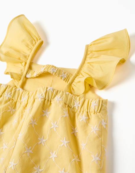 Combinaison courte en coton avec broderie et volants b&s Jaune clair 4 - vertbaudet enfant 