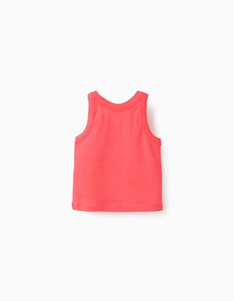 Débardeur en coton côtelé Blanc+Rose 6 - vertbaudet enfant 