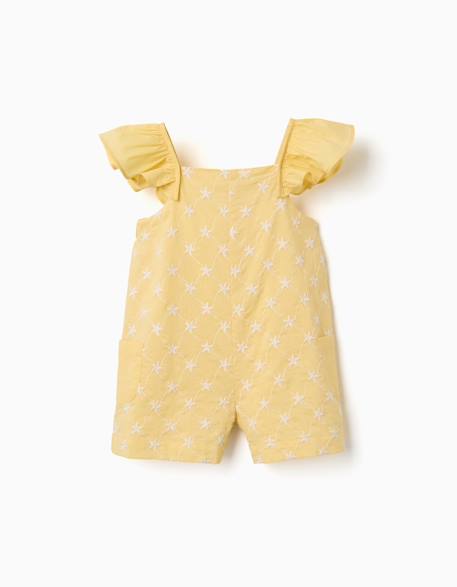 Combinaison courte en coton avec broderie et volants b&s Jaune clair 2 - vertbaudet enfant 