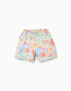 Short en coton avec imprimé coloré et volants  - vertbaudet enfant