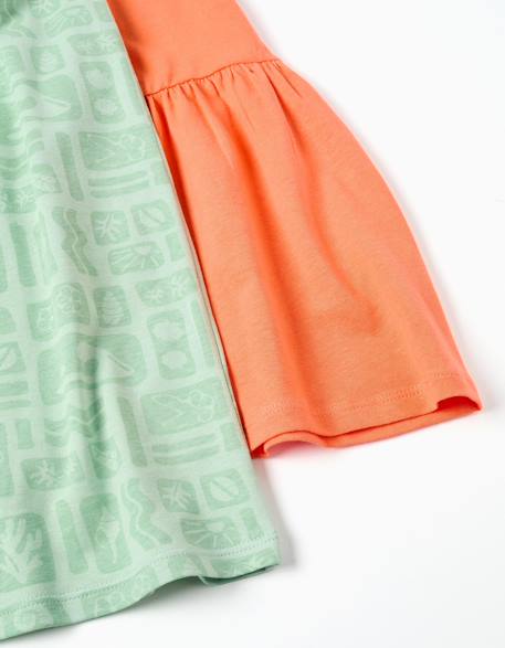 Lot de 2 robes sans manches unies et imprimées Bleu clair+Vert clair 8 - vertbaudet enfant 