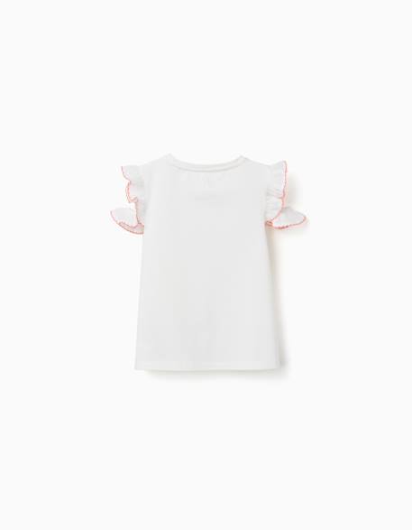 T-shirt en coton avec imprimé mosaïque et manches à volants Blanc 2 - vertbaudet enfant 