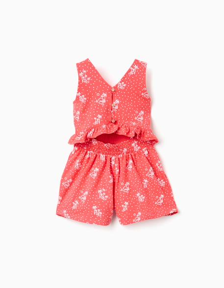 Combishort sans manches avec imprimé et volants Rose 1 - vertbaudet enfant 