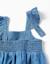 Combishort en jean à jambe large avec bretelles volantées Bleu clair 3 - vertbaudet enfant 