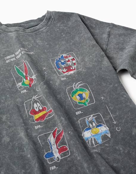 T-shirt en coton avec imprimé looney tunes Gris foncé 4 - vertbaudet enfant 
