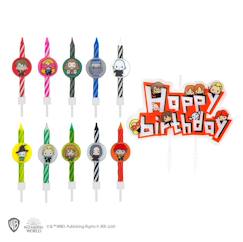 Linge de maison et décoration-Décoration-10 bougies d'anniversaire personnages harry potter & 1 happy birthday - harry potter