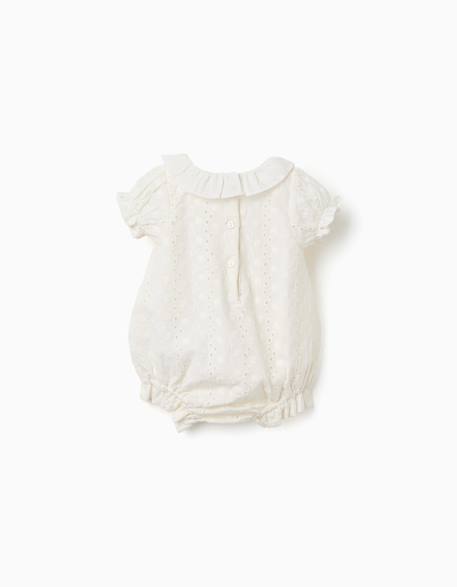 Barboteuse en coton avec broderie anglaise Blanc 2 - vertbaudet enfant 