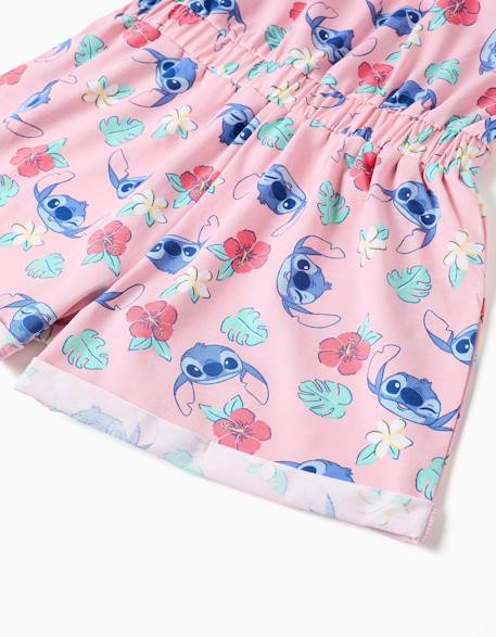 Combishort en coton avec motif stitch et volants Rose clair 4 - vertbaudet enfant 