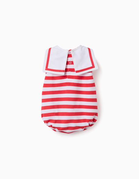 Barboteuse en maille à rayures et col marin Rouge 2 - vertbaudet enfant 