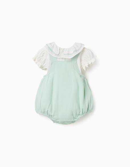 Body à manches courtes et volants + barboteuse Vert clair 2 - vertbaudet enfant 
