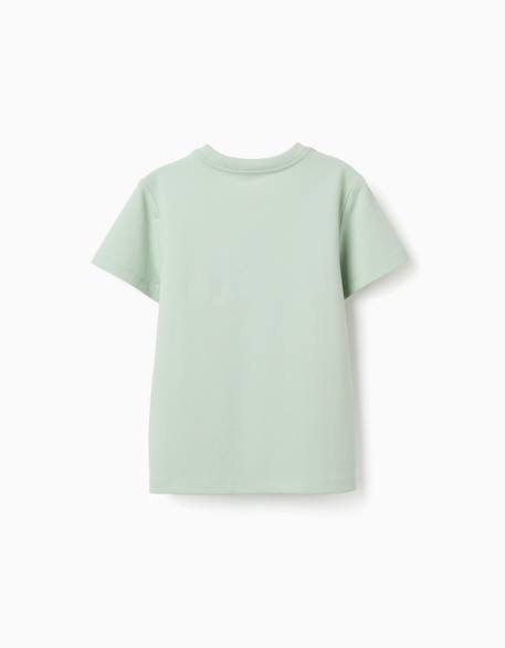 T-shirt en coton piqué avec poche Blanc+Vert clair 6 - vertbaudet enfant 