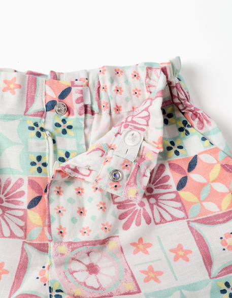 Short en coton avec motif mosaïque Blanc 3 - vertbaudet enfant 