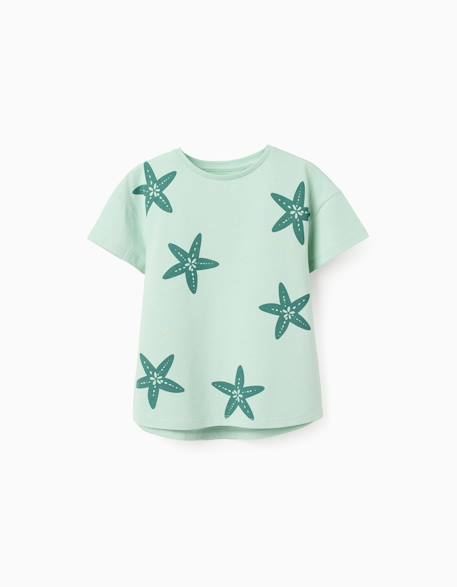 Fille-T-shirt en coton avec imprimé étoile de mer