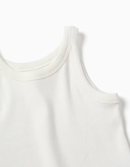 Débardeur en coton côtelé Blanc+Rose 3 - vertbaudet enfant 