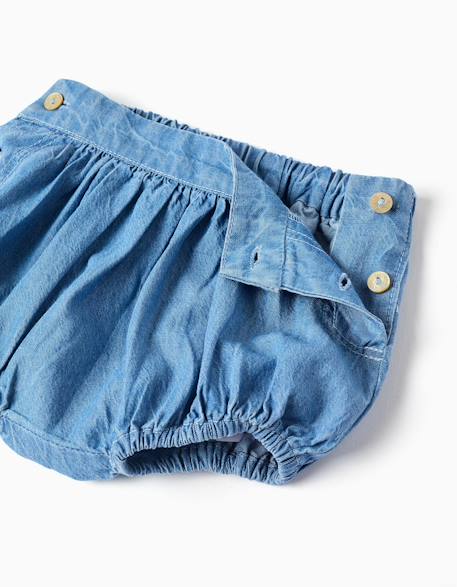 Short en jean avec taille et ourlets élastiqués Bleu 3 - vertbaudet enfant 