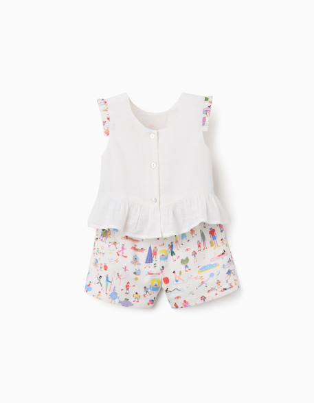 Blouse sans manches et short avec imprimé carolina celas x zippy Blanc 3 - vertbaudet enfant 