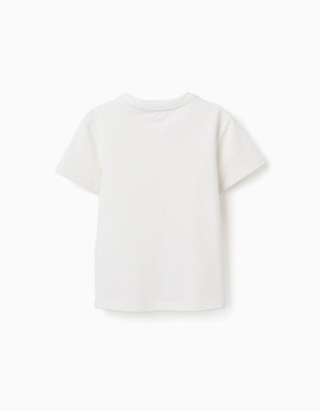 T-shirt en coton piqué avec poche Blanc+Vert clair 2 - vertbaudet enfant 