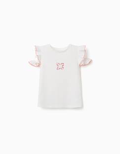 T-shirt en coton avec imprimé mosaïque et manches à volants  - vertbaudet enfant