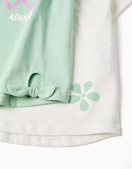 Lot de 2 t-shirts en coton avec imprimés étoiles de mer Jaune clair+Orange sombre+Vert clair 12 - vertbaudet enfant 
