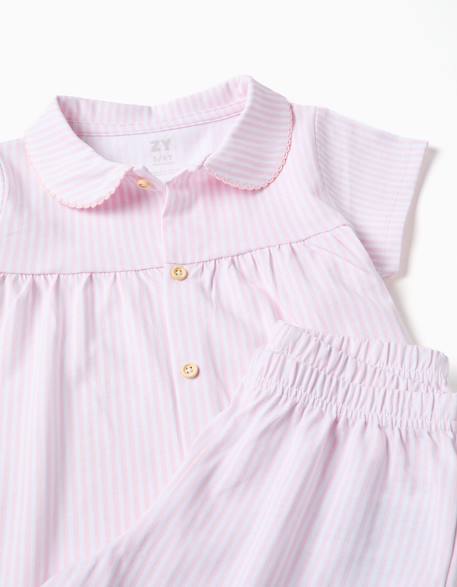 Pyjama à manches courtes en coton à rayures Rose clair 4 - vertbaudet enfant 