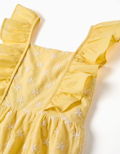 Combinaison courte en coton avec broderie et volants b&s Jaune clair 4 - vertbaudet enfant 
