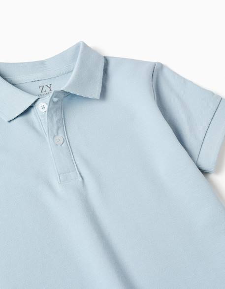 Polo en coton piqué à manches courtes Blanc+Bleu clair+Bleu foncé+Jaune clair+Orange sombre+Vert foncé 7 - vertbaudet enfant 
