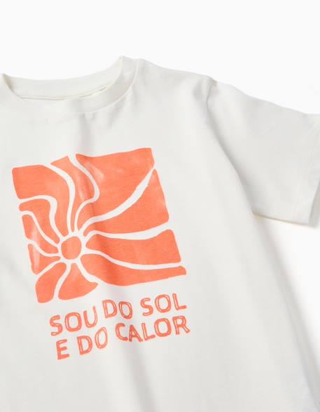 T-shirt en coton avec imprimé sou do sol Blanc+Orange sombre+Vert clair 3 - vertbaudet enfant 