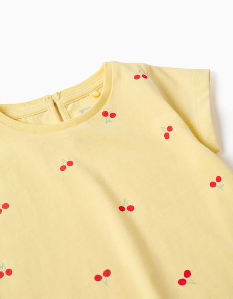 T-shirt en coton avec motif cerise Blanc+Jaune clair+Rose 7 - vertbaudet enfant 
