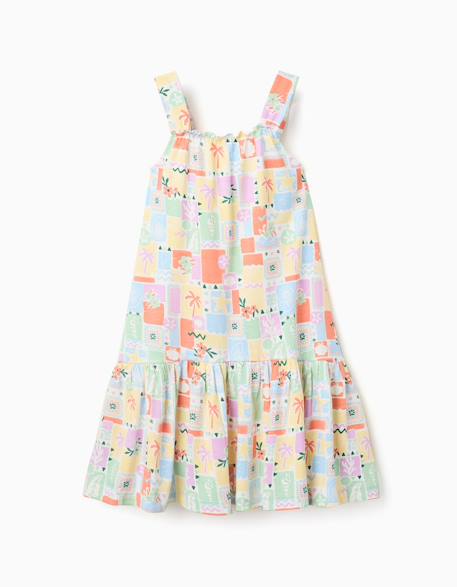 Fille-Robe sans manches en coton avec imprimé coloré