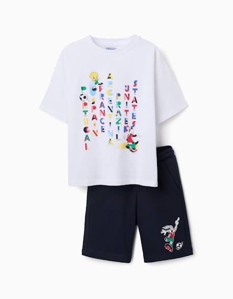 T-shirt en coton + short avec looney tunes Blanc 1 - vertbaudet enfant 