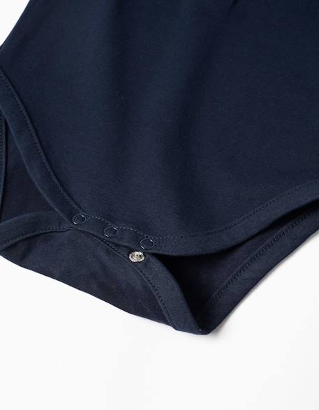 Body polo en coton à manches courtes Blanc+Bleu foncé 8 - vertbaudet enfant 