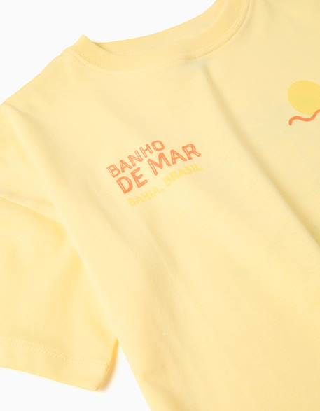 T-shirt en coton avec imprimé banho de mar Jaune clair 3 - vertbaudet enfant 